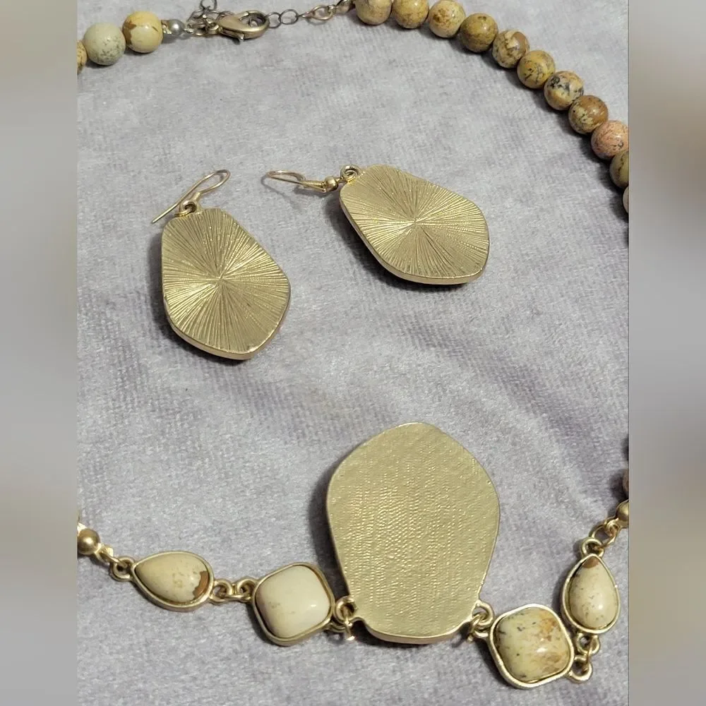 Picture‎ Jasper Earrings and Pendant Necklace
